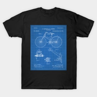 Cycling Patent - Bicycle Art - Blueprint T-Shirt